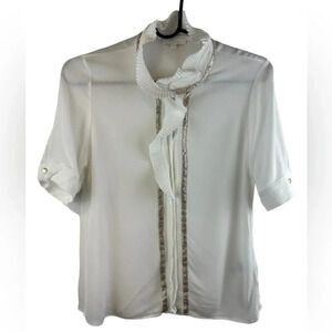 CHLOÉ KIDS RUFFLE-COLLAR BLOUSE WHITE Sz 14